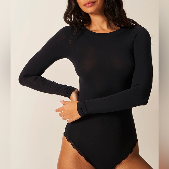 Stripe & Stare Long Sleeve Bodysuit Black Size Small - Picture 1 of 5